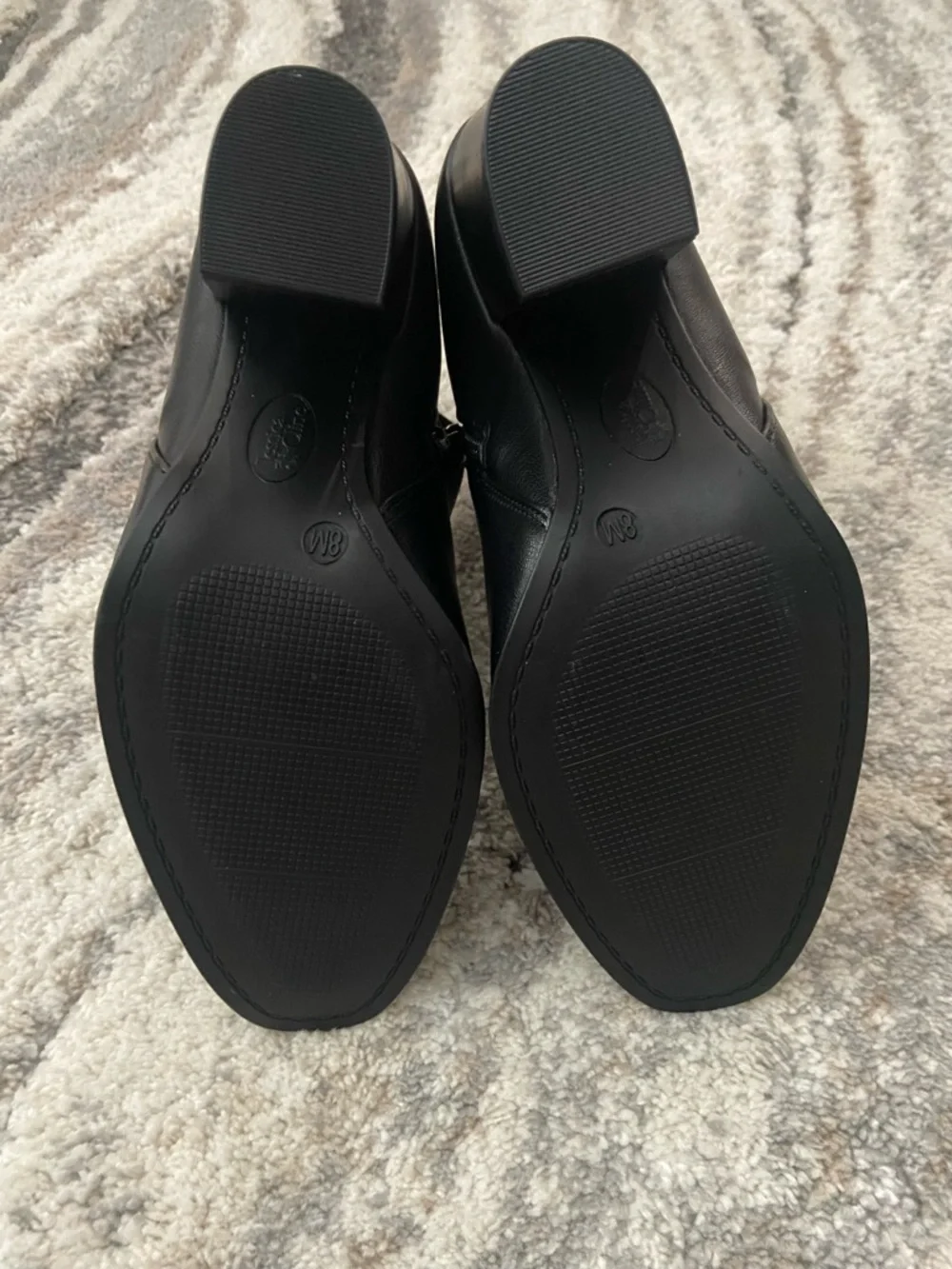 Classic Black Ankle Booties with Gold Zip Accent - Picture 8 of 12